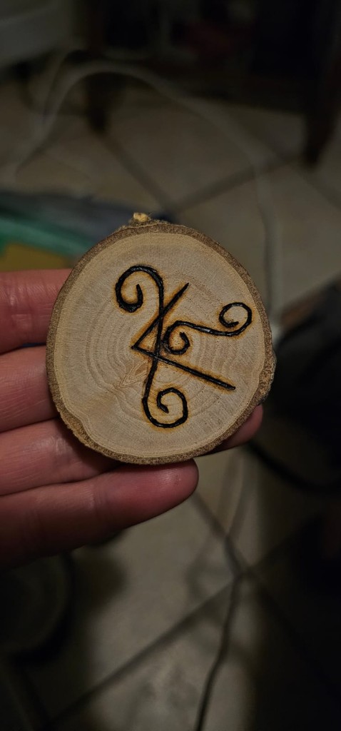 Sacred Sigil Wooden Amulet